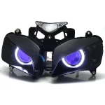 Motorcycle LED White Angel DRL Headlamp Phares Moto HID Projector Conversion Headlight Assembly For Honda CBR1000RR Proiettori