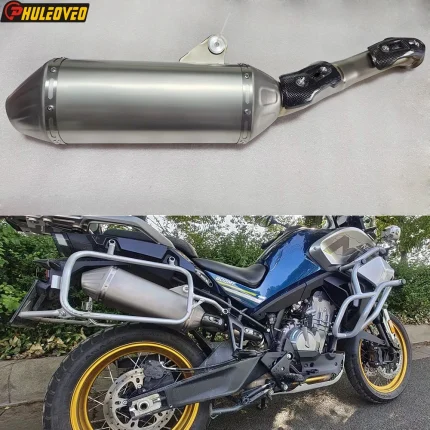 Titanium Alloy for CFMOTO 800MT 2021 2022 2023 Motorcycle Exhaust Slip-on Mid Link Pipe Escape Moto Muffler Carbon Shield Cover